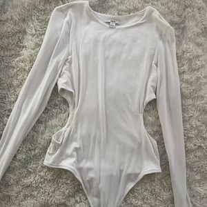 Bar III white bodysuit cutout on sides